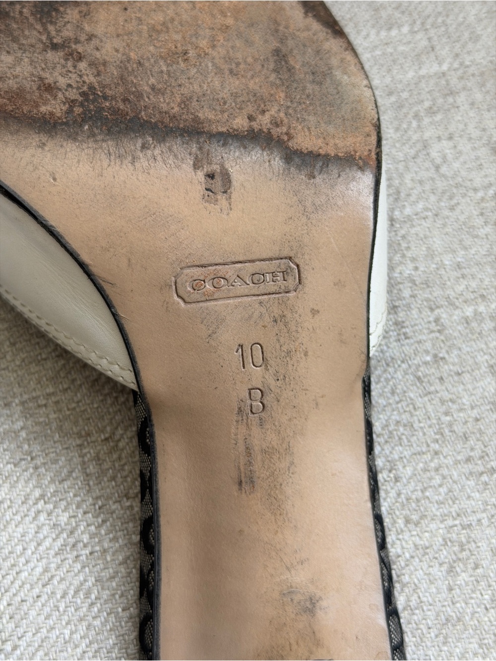 COACH Women's White Leather Slide Sandals vintage - Picture 7 of 9